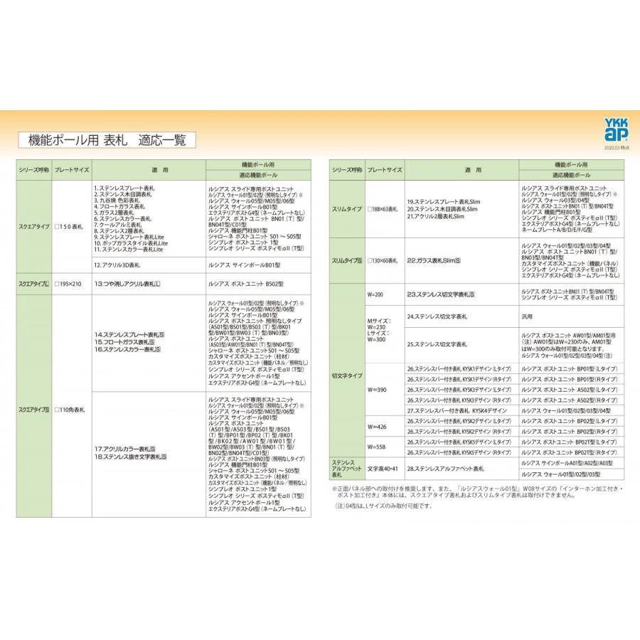 表札 アクリル   YKK YKKap  スクエアタイプ   アクリルカラー表札S タイプP(乳半)   W110×H110mm 正方形   表札シミュレーション対応 機能ポール用   KYA3-P-Y｜ex-gstyle｜07