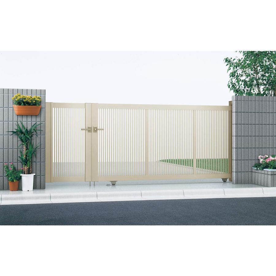 【無料★特典対象】 引戸門扉形材門扉   YKK YKKap   エクスライン引戸2型 H14 開き戸付き アルミカラー［20・09-14] 開口幅2578 引戸幅2000 爆買 | 