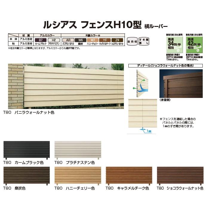 【無料★特典対象】 フェンス 目隠し YKK YKKap  ルシアスフェンスH10型 フェンス本体   木調カラー H600 W2000×H600ｍｍ   横ルーバー 境界 屋外 アルミ 形の画像