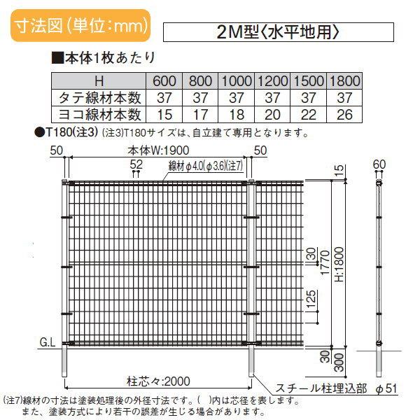 【無料★特典対象】 スチールメッシュフェンス   YKK YKKap  イーネットフェンス2M型   フェンス本体   H1800   ガーデン DIY 塀 壁 囲い 境界 屋外_2