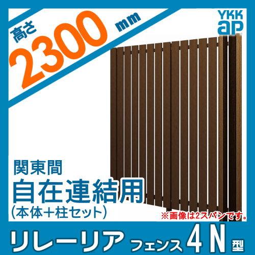 【無料★特典対象】 スクリーンフェンス 目隠し YKK YKKap リレーリア フェンス 4N型 フェンス本体+柱セット 自在連結用 関東間 木目調カラー H23FK_1