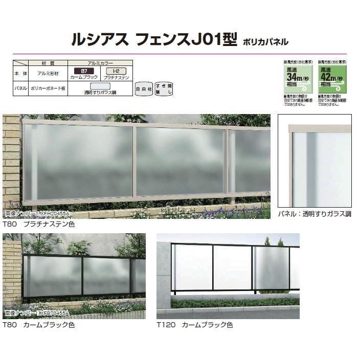 【無料★特典対象】 フェンス YKK YKKap  ルシアスフェンスJ01型 フェンス本体   H800 W2000×H800ｍｍ   ポリカパネルタイプ 境界 屋外 アルミ 形材フェンスの画像