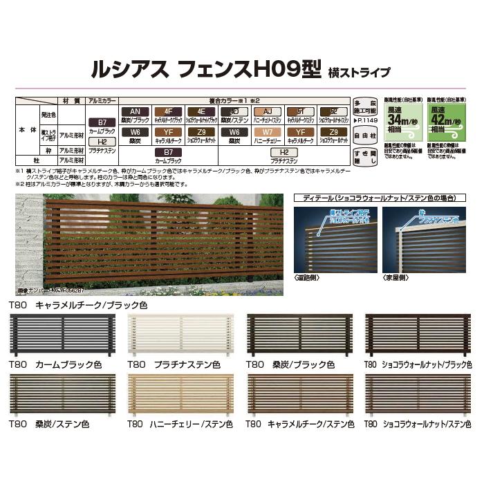 【無料★特典対象】 フェンス 目隠し YKK YKKap  ルシアスフェンスH09型 フェンス本体   複合カラー H800 W2000×H800ｍｍ   横ストライプタイプ 境界 屋外 アの画像