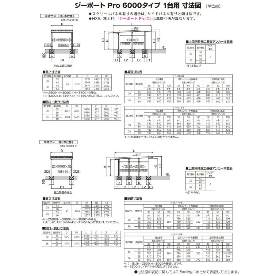ジーポート Pro 6000タイプ (約)奥行6.7m×間口3.1m×高さ2.3m 奥行延長柱8本 J55・12-30 H24 横材なし アルミ色 明かり取りなし MCG（単体・奥行延長） カー_2