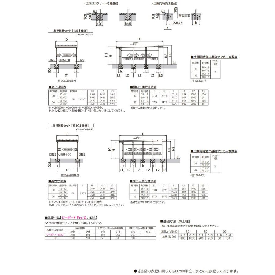 ジーポート Pro 6000タイプ (約)奥行6.7m×間口3.1m×高さ2.3m 奥行延長柱8本 J55・12-30 H24 横材なし アルミ色 明かり取りなし MCG（単体・奥行延長） カー_3