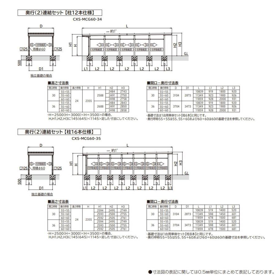 ジーポート Pro 6000タイプ (約)奥行11.3m×間口3.1m×高さ2.5m 奥行（2）連結柱12本 J55・60-30 H25 横材なし アルミ色 明かり取りなし MCG（奥行（2）連結）_5