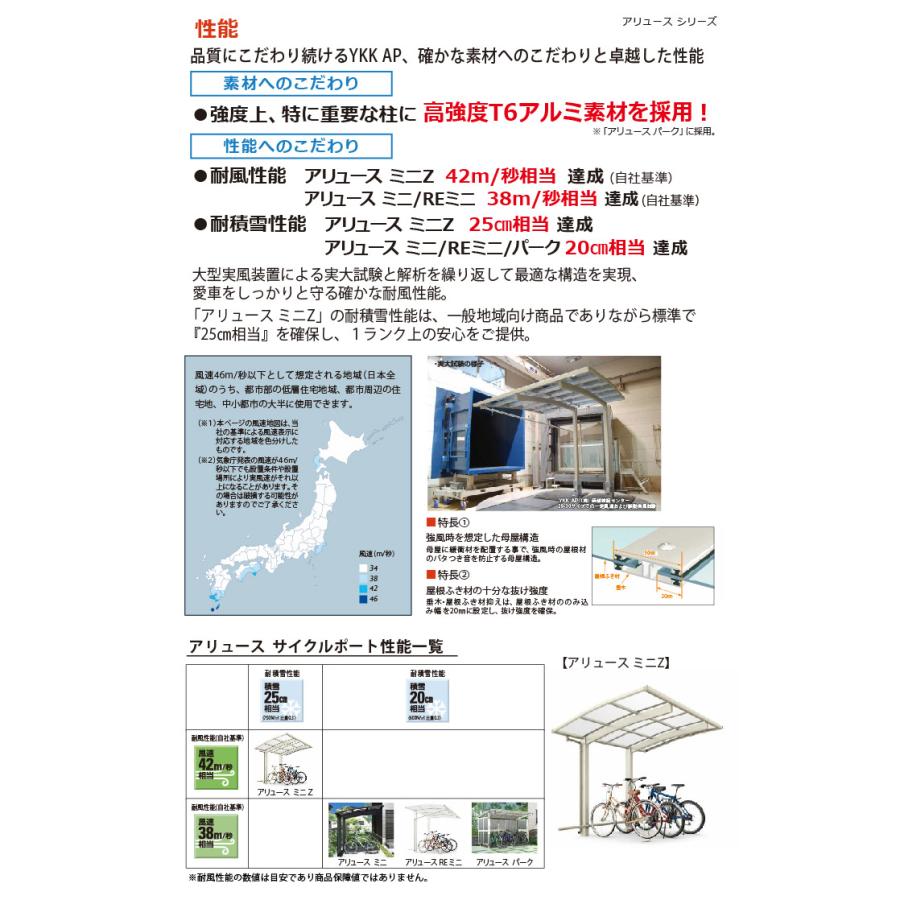 サイクルポート   YKK YKKap  アリュース パーク 600タイプ   基本セット 29-21 標準高(H18)   アルミ色 4台用   熱線遮断ポリカーボネート   2904mm×2099mm｜ex-gstyle｜06