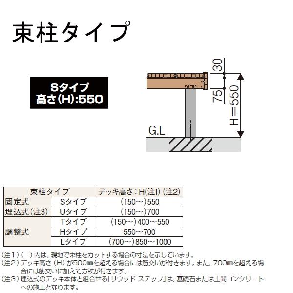 ウッドデッキ   YKK YKKap   リウッドデッキ200 Sタイプ   間口1間×奥行3尺   間口1851×奥行920×高さ550(mm)   人工木 セット diy キット 樹脂｜ex-gstyle｜03