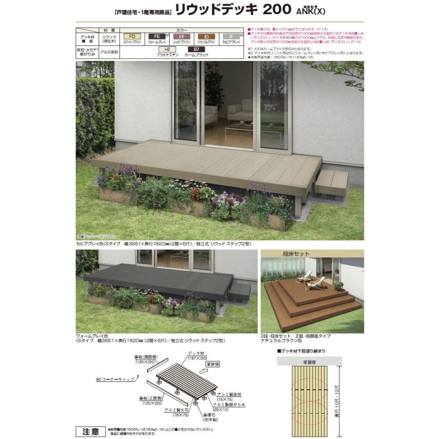 オプション   YKK YKKap   リウッドデッキ200 段床セット   1段 1間8尺用   正面・片側面タイプ   本体追加用束柱付き   人工木 セット diy 【入】 キッ