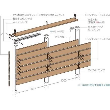 エコモックフェンス木樹脂フェンス 柱鉄芯 コストパフォーマンス 70角柱専用L2438 （単品部材）の画像