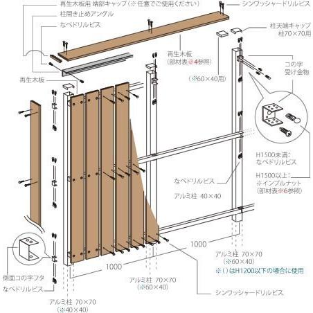 エコモックフェンス木樹脂フェンス 柱鉄芯 コストパフォーマンス 70角柱専用L2438 （単品部材）の画像