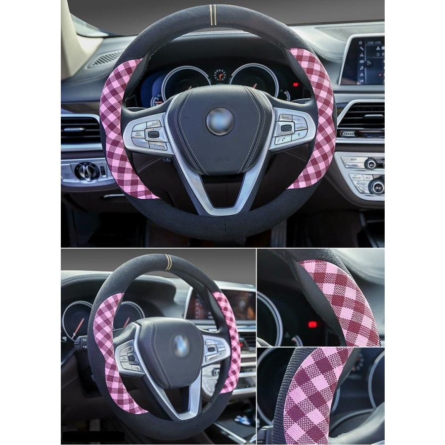 ハンドルカバー ステアリングカバー かわいい チェック柄 5color 38ｃｍ Hcc 庭家niwaya ヤフー店 通販 Yahoo ショッピング