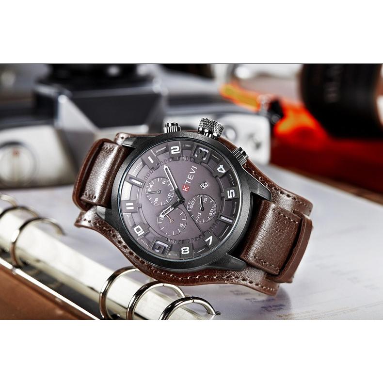 腕時計レザー ベルト メンズ 格好いい 腕細い カジュアル ビジネス 大盤面 使い込む程味が出る Ktevi 3 庭家niwaya ヤフー店 通販 Yahoo ショッピング