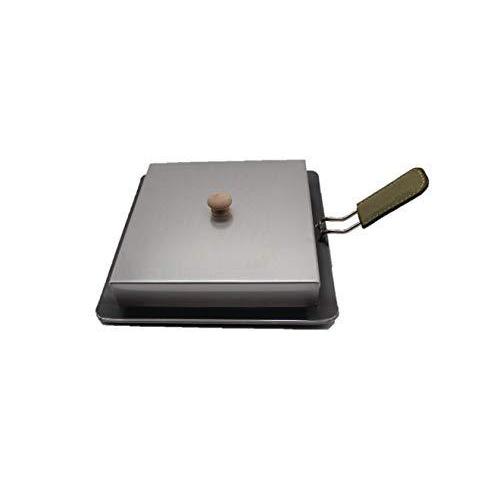 柔らかい 黒皮鉄板 oka-d-art ミドルルタイプ 3.2mm) (フラワーグリーン, ２５０角用 】 穴有り 6点セット ステンレス製蓋付き 【 鉄板、グリル