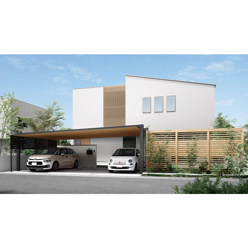カーポート 2台用 工事付 カーポートSC 間口48-長さ50 屋根木調色 ロング柱H25 基本工事費込み LIXIL/リクシル/2台/屋根/雨樋/サイドパネル/後付け/おしゃれ_8