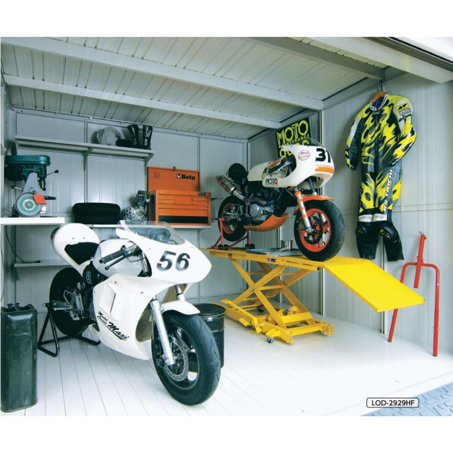 ヨド  シャッター物置 バイク車庫 除雪機 中古 ヨドコウ バイクガレージ エルモシャッター LOD-2525HD 土間タイプ