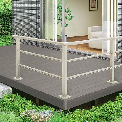 ウッドデッキ 人工木 工事付 デッキDC 間口1.5間×奥行3尺 ロング束柱A 基本工事費込み LIXIL リクシル デッキ 樹脂 熱くならない 人気 後付け おしゃれの画像