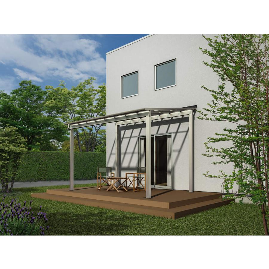 テラス屋根 ソラリア フラット屋根 間口1.5間×奥行2尺 ポリカ屋根材 標準柱 YKKAP 基本工事費込み テラス 屋根 物干し 後付け おしゃれ 雨よけ 人気