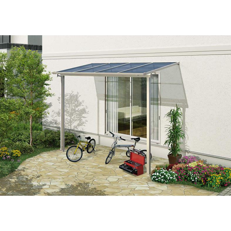テラス屋根 ソラリア フラット屋根 間口1.5間×奥行2尺 ポリカ屋根材 標準柱 YKKAP 基本工事費込み テラス 屋根 物干し 後付け おしゃれ 雨よけ 人気