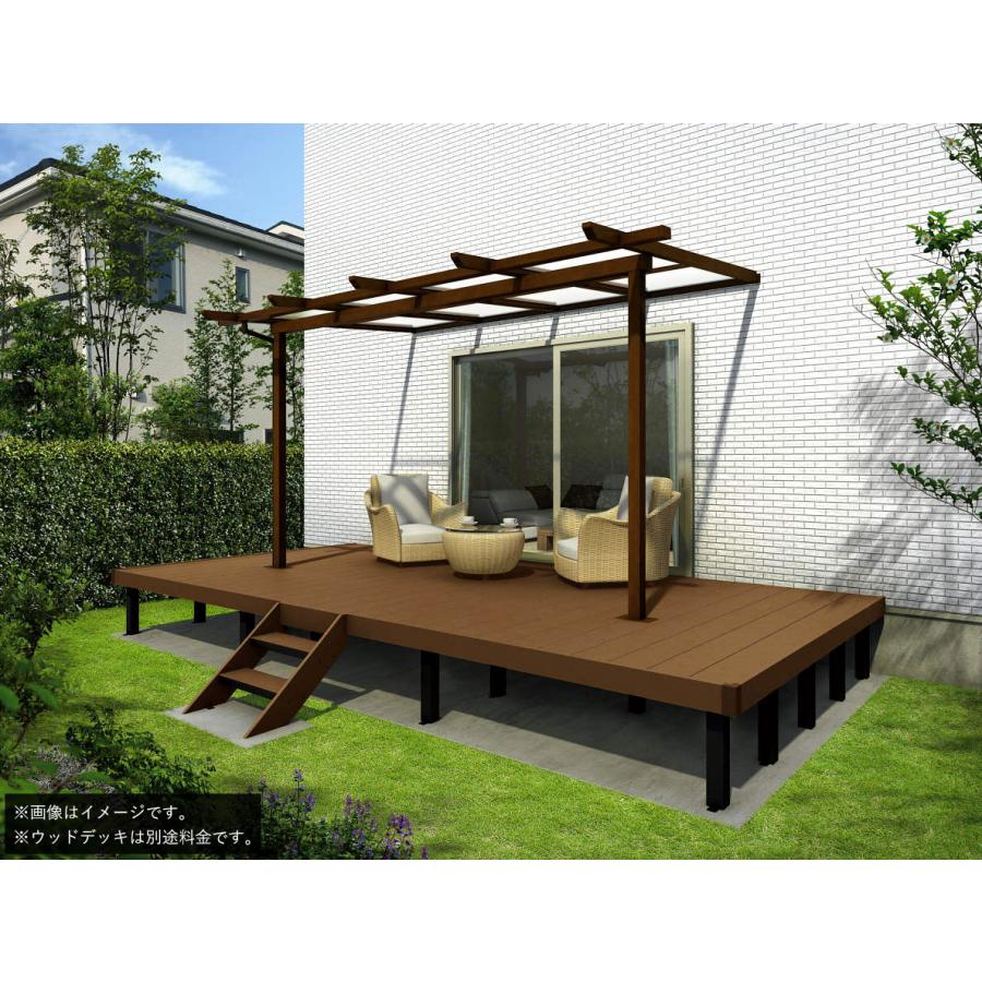 テラス屋根 サザンテラス パーゴラタイプ 間口1間×奥行8尺 ポリカ屋根材 YKKAP 基本工事費込み テラス 屋根 木調 木目調 後付け 物干し おしゃれ 雨よけ_7