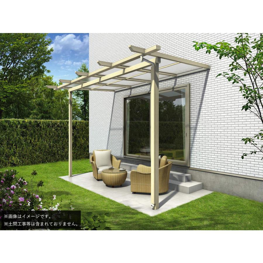 テラス屋根 サザンテラス パーゴラタイプ 間口3間×奥行6尺 ポリカ屋根材 YKKAP 基本工事費込み テラス 屋根 木調 木目調 後付け 物干し おしゃれ 雨よけ_5