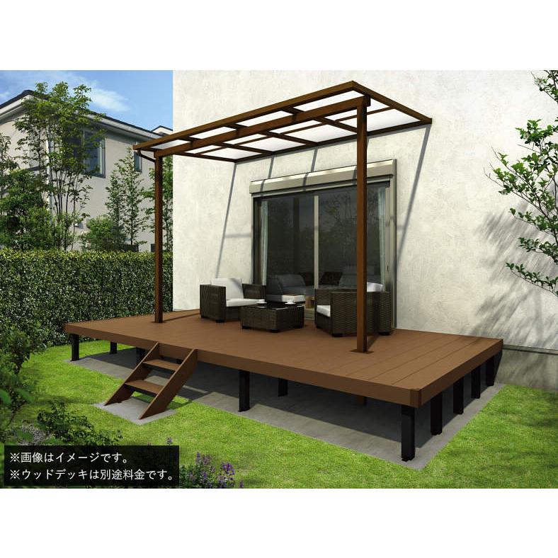 テラス屋根 サザンテラス フレームタイプ 間口1.5間×奥行9尺 ポリカ屋根材 YKKAP 基本工事費込み テラス 屋根 木調 木目調 後付け 物干し おしゃれ 雨よけ_5