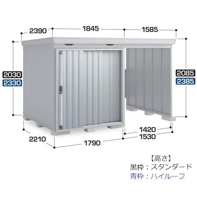 イナバ物置 フォルタウィズ FW-1822+15KS / FW-15K+1822S スタンダード 標準組立付 稲葉製作所/収納庫/タイヤ収納/自転車/バイク/駐輪場一体型/おしゃれ｜ex-tama｜02