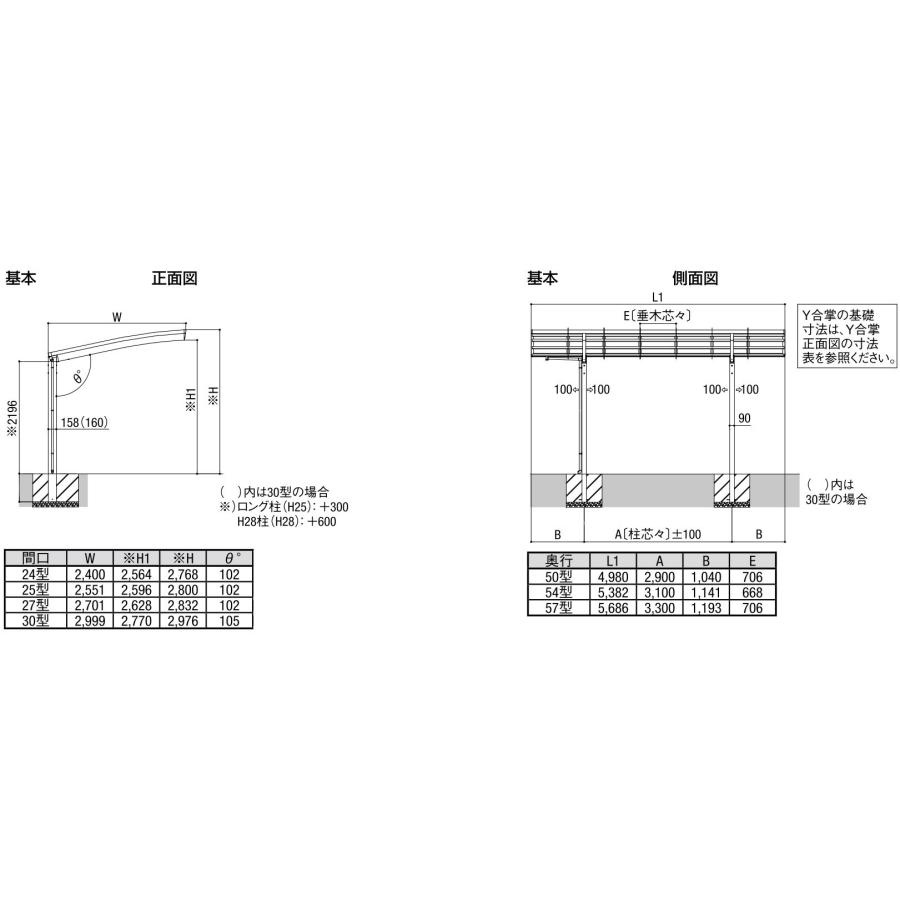 カーポート 1台 工事付 ネスカR 1台用 24-54型 ロング柱H25 ポリカ屋根材 基本工事費込み LIXIL/リクシル/ネスカr/ミニ/1台/駐車場/屋根/雨樋/日よけ/おしゃれ_5