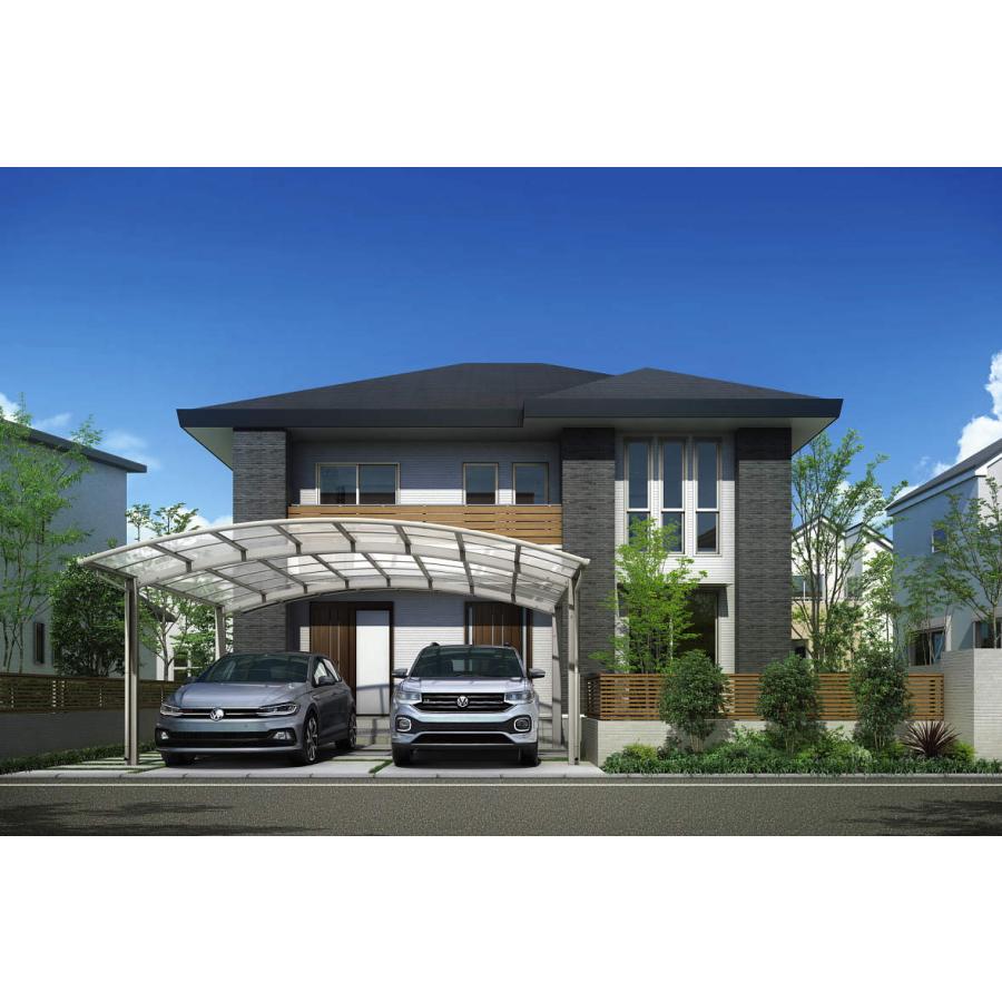 カーポート 2台用 工事付 アリュース600タイプ 57-60型 H25柱 熱線遮断ポリカ屋根材 基本工事費込み YKK AP 駐車場 駐輪場 屋根 雨よけ 後付け おしゃれ 人気