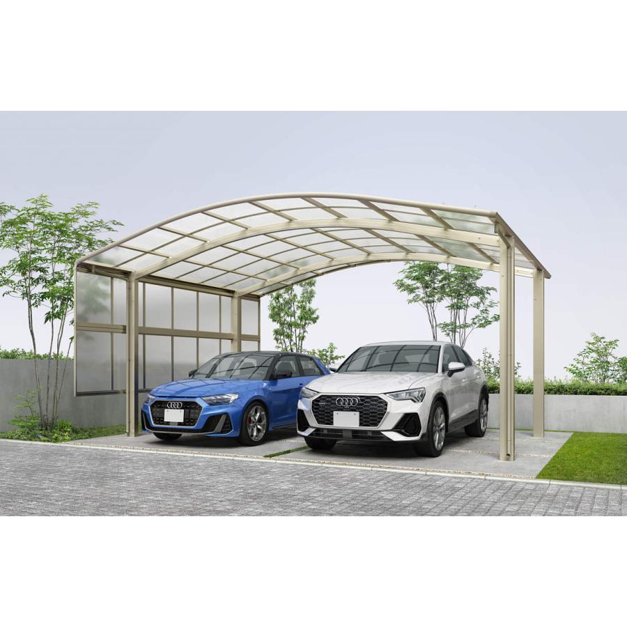 カーポート 2台用 工事付 アリュース600タイプ 57-60型 H25柱 熱線遮断ポリカ屋根材 基本工事費込み YKK AP 駐車場 駐輪場 屋根 雨よけ 後付け おしゃれ 人気