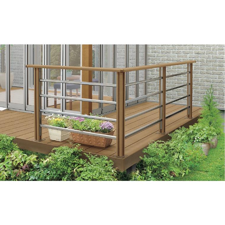 ウッドデッキ 人工木 LIXIL 樹ら楽ステージ 間口2間×奥行3尺 基本工事費込み ロング束柱A/幕板A/束埋込み施工/工事付/リクシル/樹脂/デッキ/おしゃれ/後付けの画像