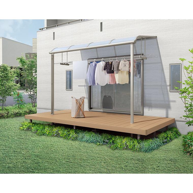 テラス屋根 工事付 スピーネ F型 間口1.5間×奥行8尺 標準桁 ポリカ屋根材 基本工事費込み LIXIL リクシル テラス 屋根 木目調 木調 物干し 後付け diy おしゃれ_16