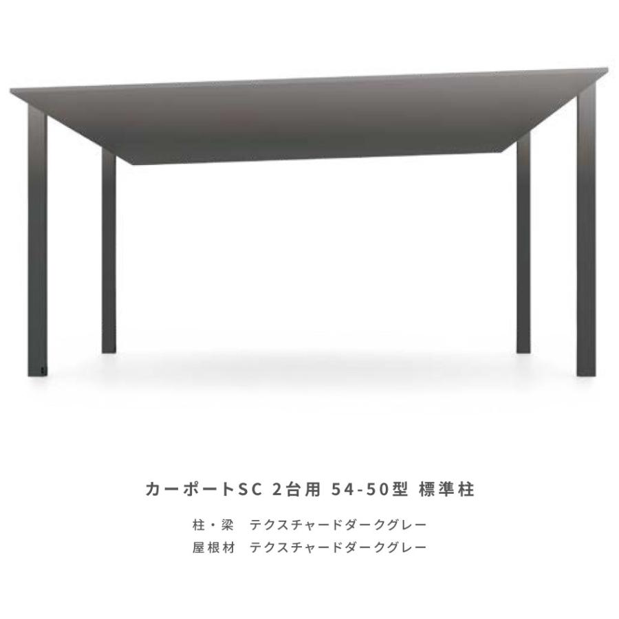 カーポートSC カーポート 2台用 54-57型 ロング柱H25 テクスチャード