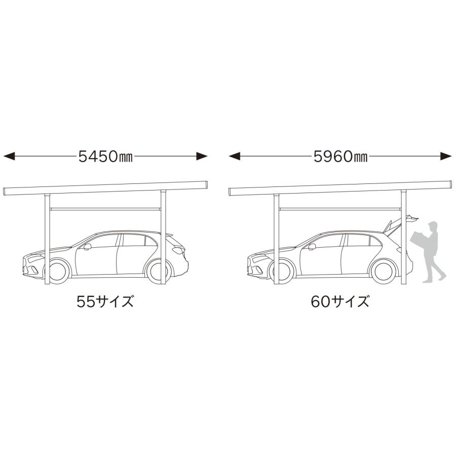 YKK AP カーポート 2台用 工事付 ジーポートpro 1500タイプ 55-55 H24