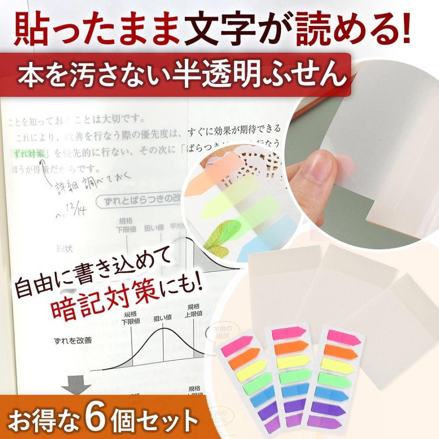 付箋 半透明 6個セット ふせん カラー 書ける 使いやすい お得 大容量 かわいい 文房具 スリム 見出し オフィス 学校 受験 新生活 事務 在宅 テレワーク しおり Cim Stickynote01 6set ママプレイス 通販 Yahoo ショッピング