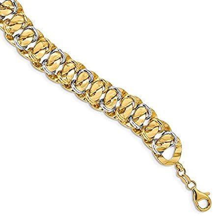 輝い Two Gold White and Yellow 14k Solid Tone 並行輸入品 Bracelet Link Unique ブレスレット
