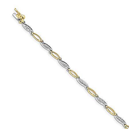 大切な人へのギフト探し Bracelet Link 7.5in Diamond Tone Two Gold White and Yellow 14k Solid 7" 並行輸入品 (Wi ブレスレット