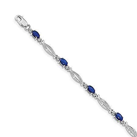 Solid 14k White Gold Diamond and Sapphire Blue September Gemstone Bracelet  並行輸入品