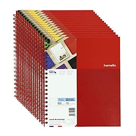 【並行輸入品】特別価格 Hamelin 1 Subject 8.5x11" Spiral Notebook College Ruled Ruby Red CASE of 15 メモ帳