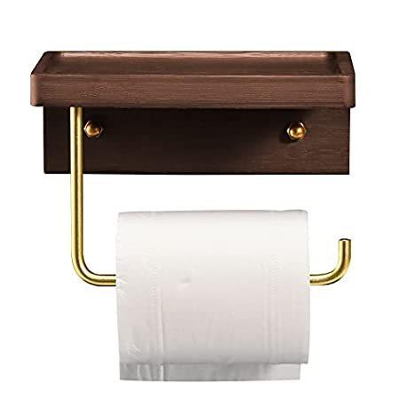 本店は 並行輸入品 　MinBoo Toilet Paper Holder with Shelf Bamboo Toilet Paper Roll Holder Self その他トイレ設備