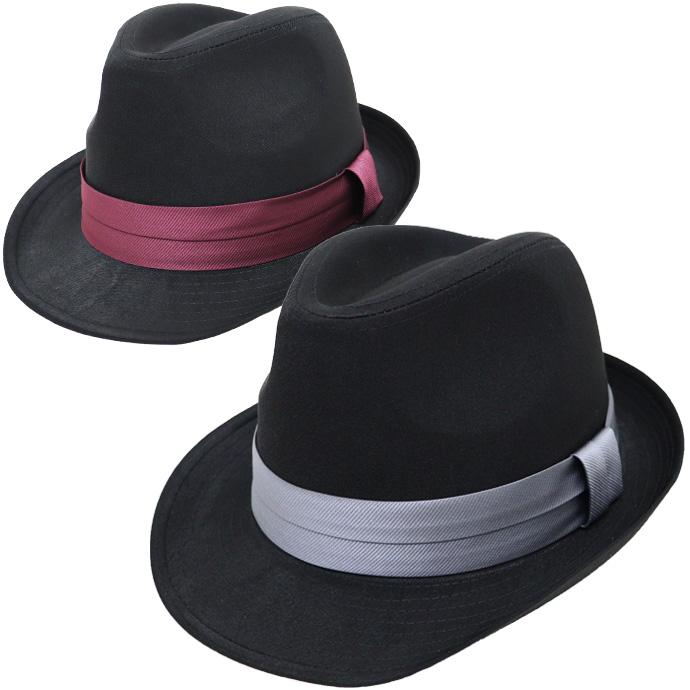 ハットメンズ 帽子メンズ 中折れハット ブラックボディー サテンリボン H Exas エクサス カジュアル服飾雑貨 通販 Yahoo ショッピング