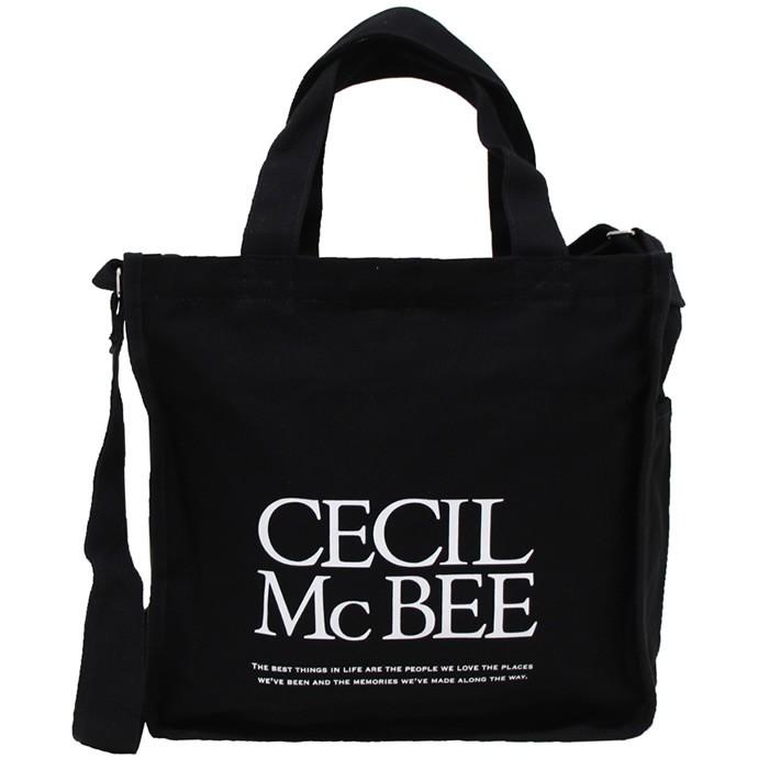 トートバッグ 帆布 キャンバス レディース メンズ CECIL McBEE セシルマクビー マチ付き２WAY ブラック ゆうパケット 全国送料無料｜exas