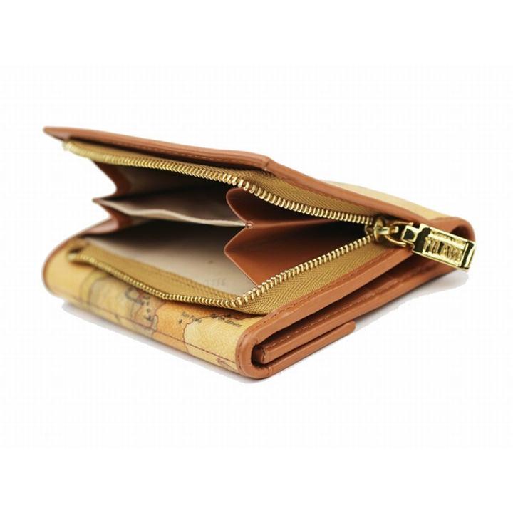 未使用品 プリマクラッセ 三つ折財布 背面L字ファスナー 小銭入れ 世界地図柄 PRIMA CLASSE プリマクラッセ PRIMA CLASSE W019 6000 三つ折