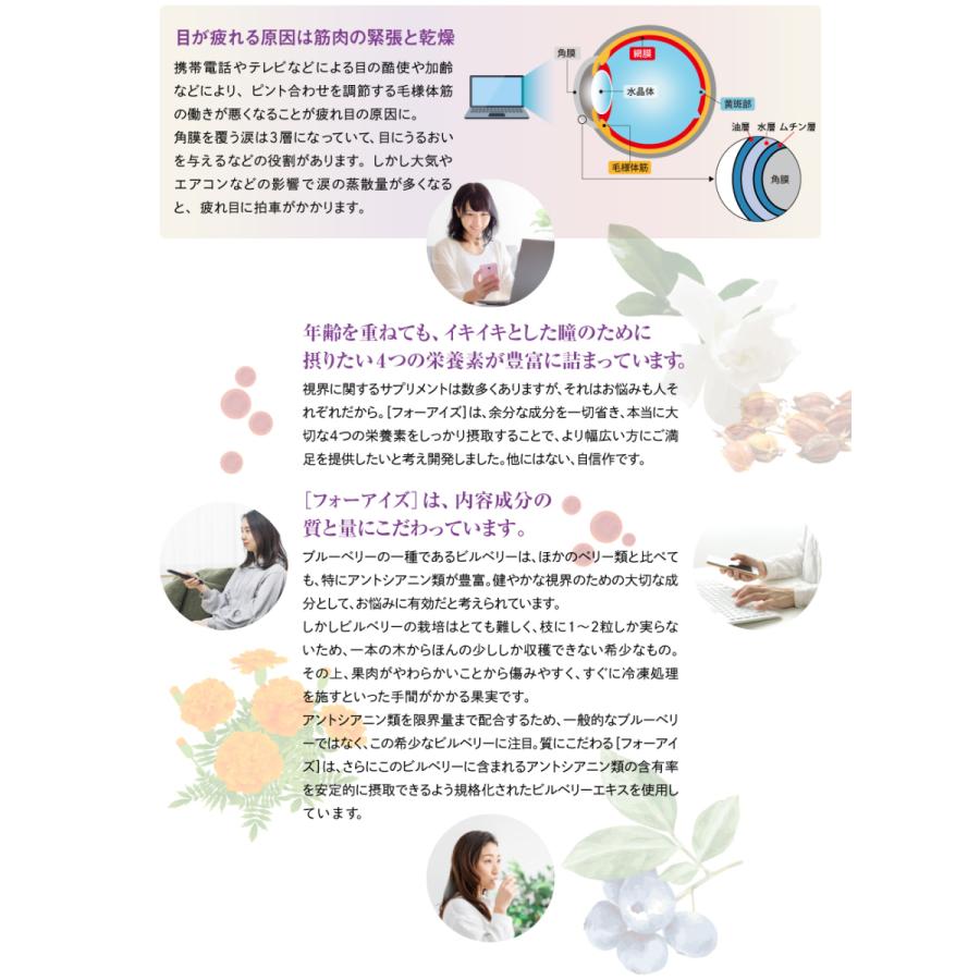 フォーアイズ 6個セット アイケアサプリ ビルベリー ルテイン
