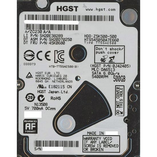 HGST HGST製HDD 2.5inch HTS545050A7E660 500GB 7mm [管理