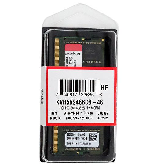 【いつでも+1％！ 5のつく日と日曜日は+2%！】 【爆買】 Kingston製 KVR56S46BD8-48 SODIMM DDR5 PC5-44800 48GB
