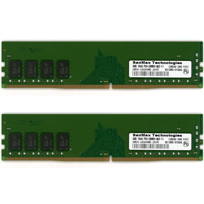SanMax　デスクトップ用 SMD4-U16G48M-26V-D　DDR4 PC4-2666 PC4-21300 8GB 2枚組 元箱あり SanMax（サンマックス） 【中古】SanMax デスクトップ用 SMD4-U16G48M