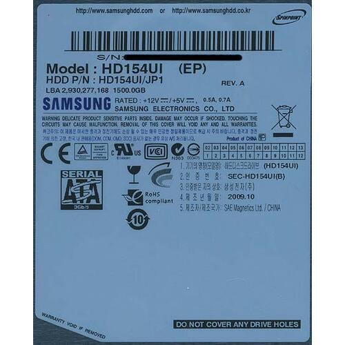 SAMSUNG（サムスン） 爆買【中古】Samsung HDD HD154UI 1.5TB SATA300
