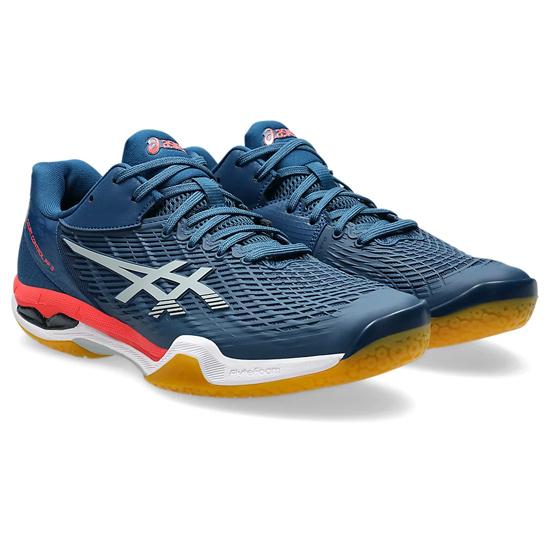 【いつでも+1％！ 5のつく日と日曜日は+2%！】 【爆買】 asics アシックス 27.5cm バドミントンシューズ COURT CONTROL FF 3 1071A087 マコ ブルー/ピエドモント グ