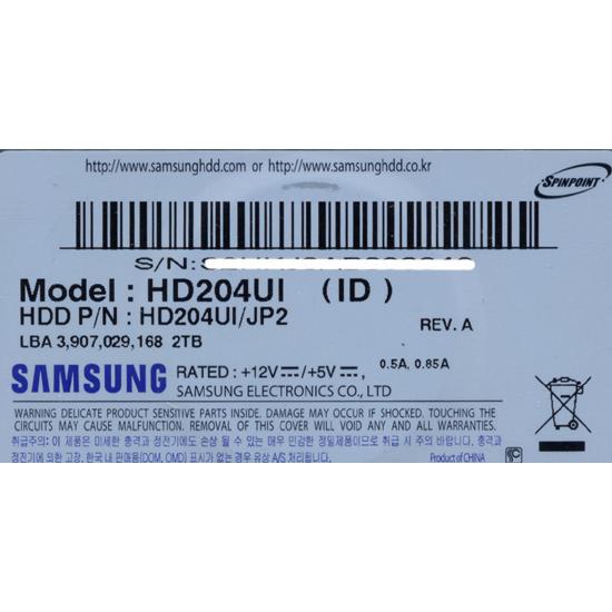 Samsung HD203WI / HD204UI 2TB HDD 2本セット Samsung HD204UI/VP4 - 2TB 5.4K RPM 32MB Cache SATA 3.5